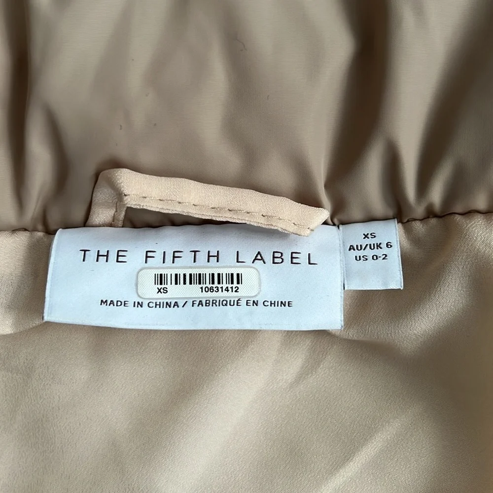 THE FIFTH LABEL Oversized Puffer Jacket XS Beige Neutral Cropped Retro 90s Fall - Picture 5 of 12